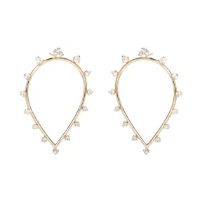 14k Medium Teardrop Earrings with Prong Diamonds