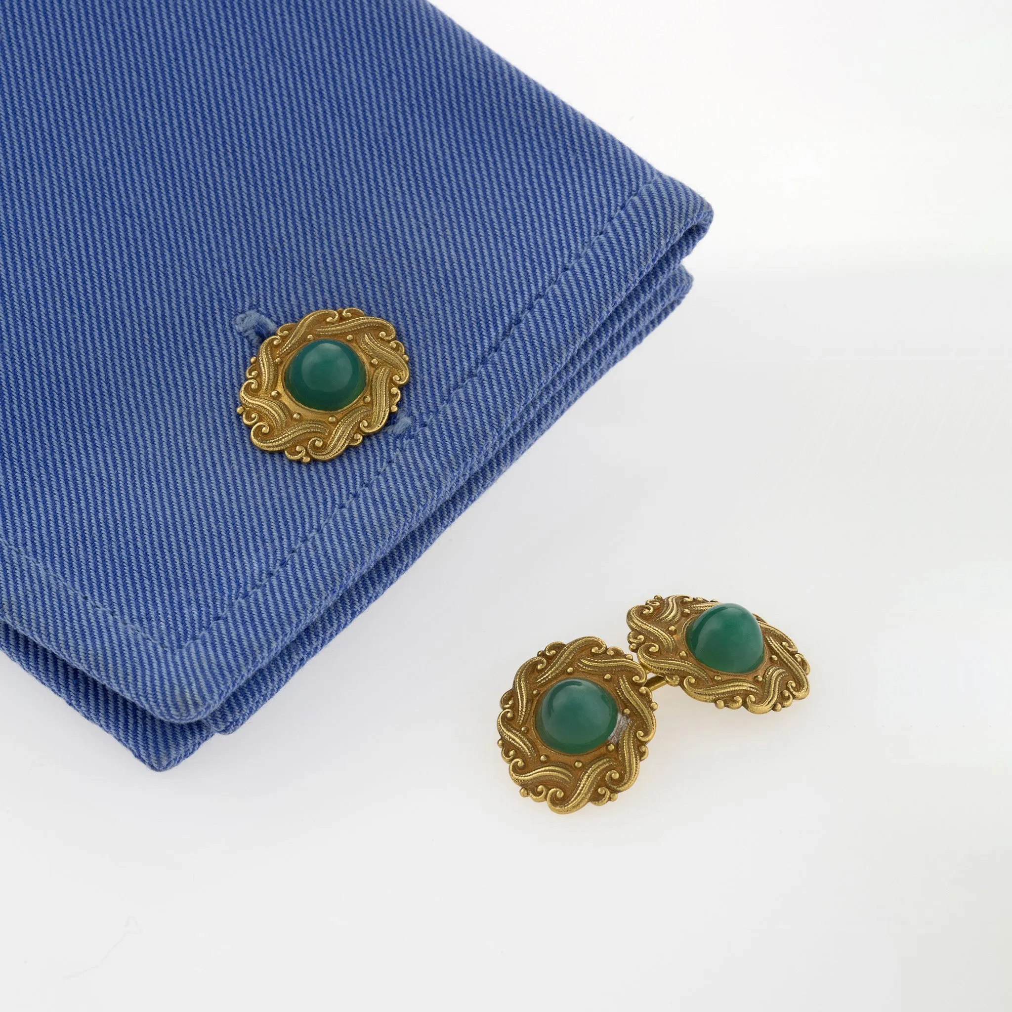 Art Nouveau Chrysoprase Cuff Links