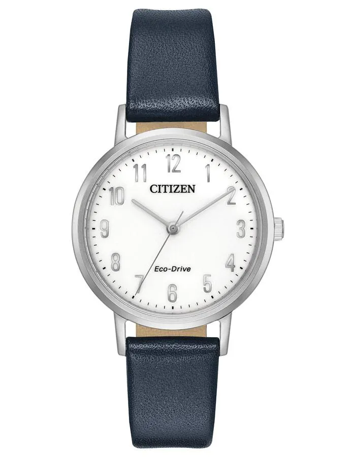 Citizen Womens Eco-Drive Chandler Watch - White Dial - Blue Leather Strap