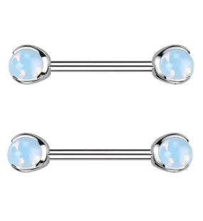 Claw Opalite Internally Threaded Titanium Nipple Barbells