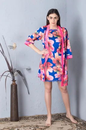 Digital print Satin Short Nightgown set