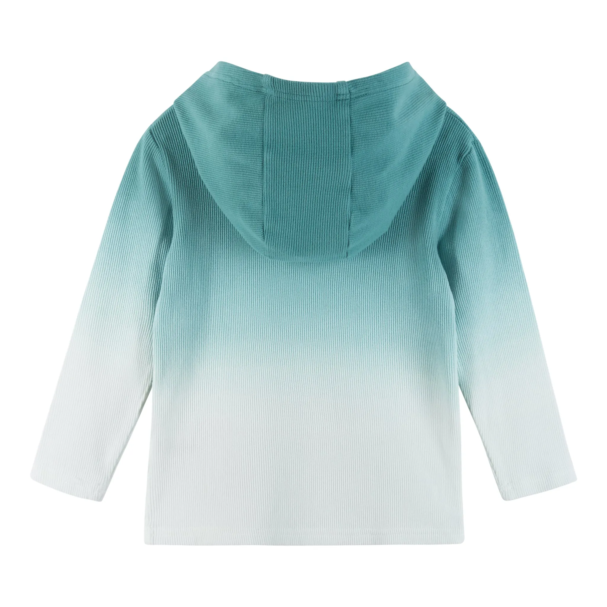 Dip Dye Hooded Waffle Henley Shirt | Aqua