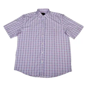 'FX Fusion' Men's Stretch Plaid Button Down - Blue / Pink