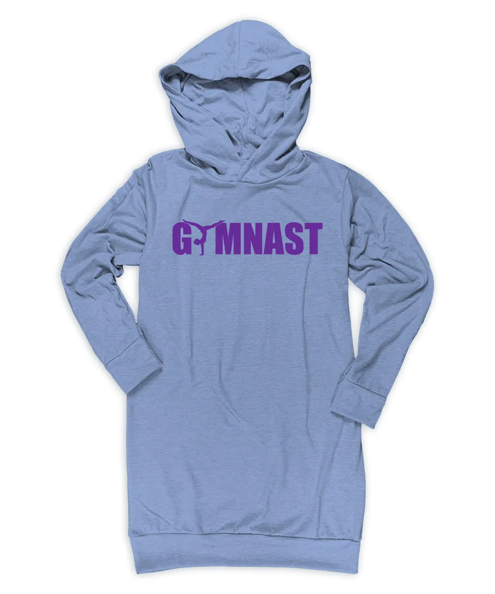 Heather Blue 'Gymnast' Silhouette Hoodie Dress