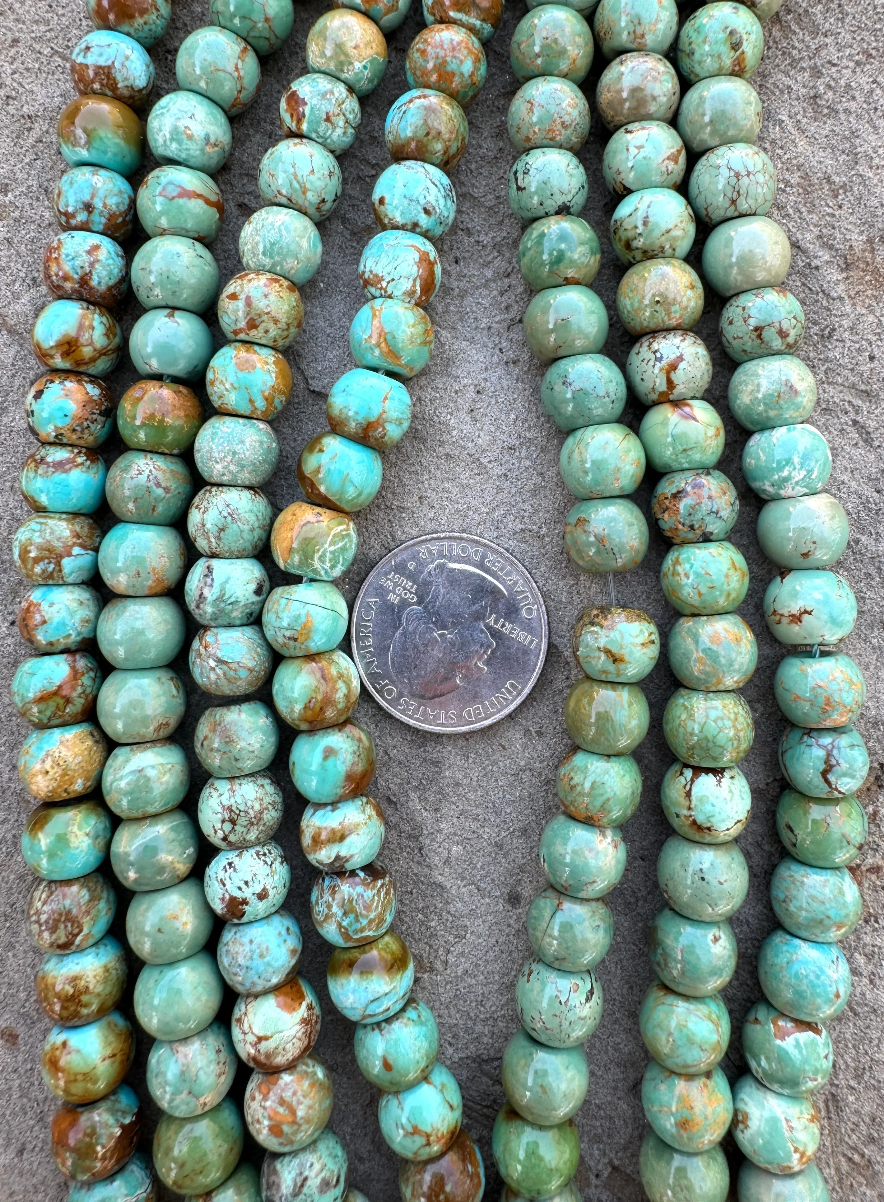 Hubei Turquoise (China) 10x8mm Drum Shaped Beads (8 inch Strand)