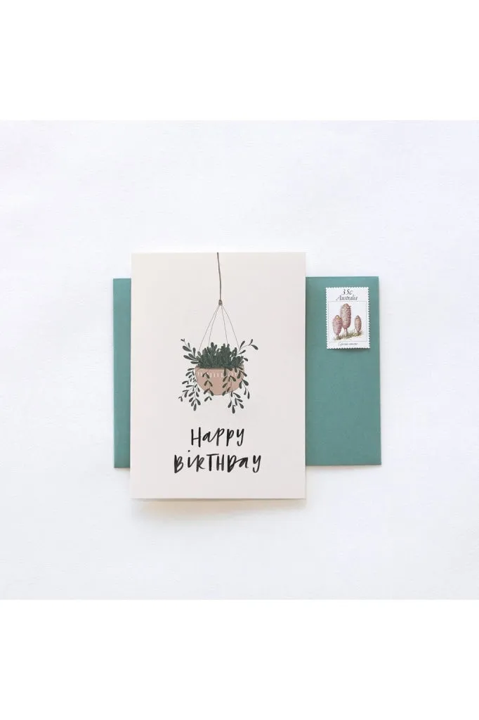 In The Daylight - Hanging Plant - Happy B'day - Greeting Card