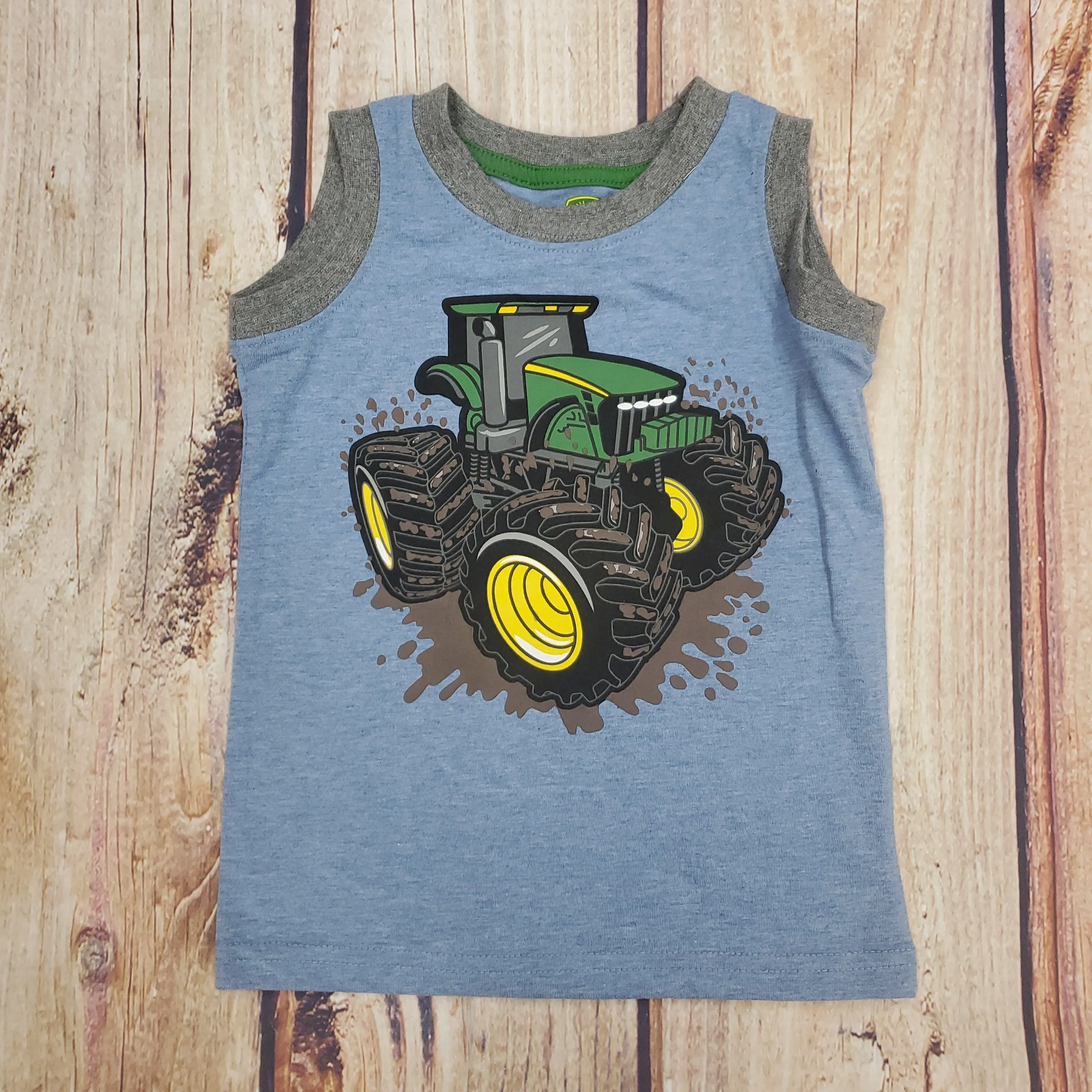 JOHN DEERE LIGHT BLUE SLEEVELESS TRACTOR TANK-TODDLER