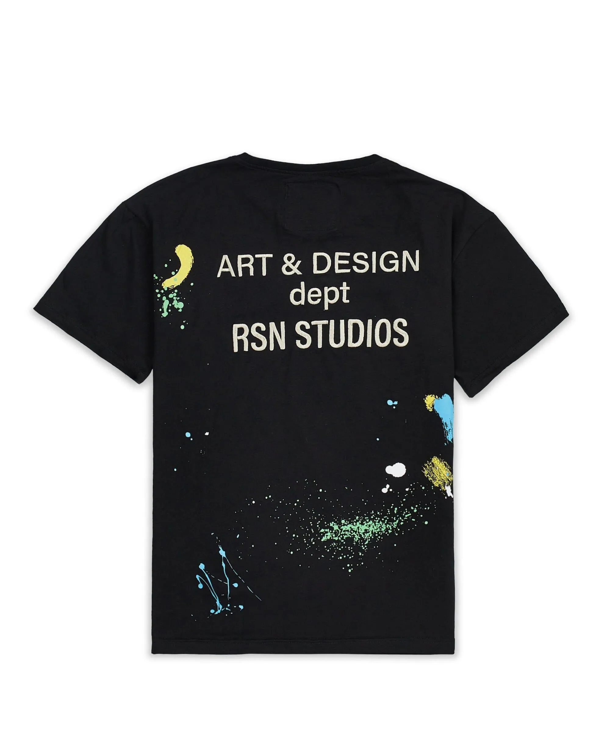 Kids Paint Splatter Box Short Sleeve Tee - Black