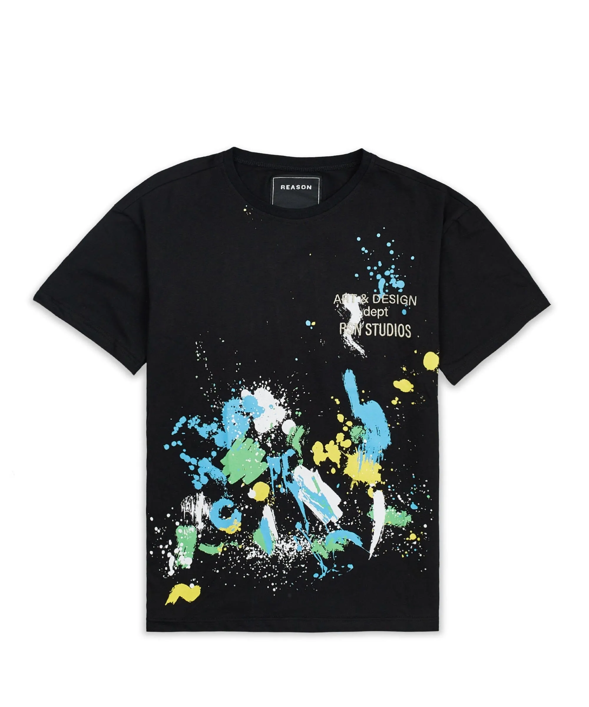 Kids Paint Splatter Box Short Sleeve Tee - Black