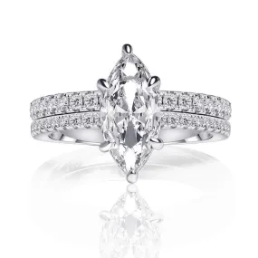 Marquise Cut Engagement Bridal Set