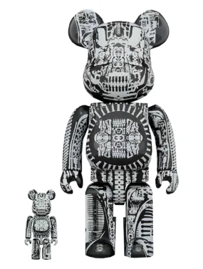 Medicom Toy Be@rbrick H.R. Giger Black Chrome 100% & 400% Set