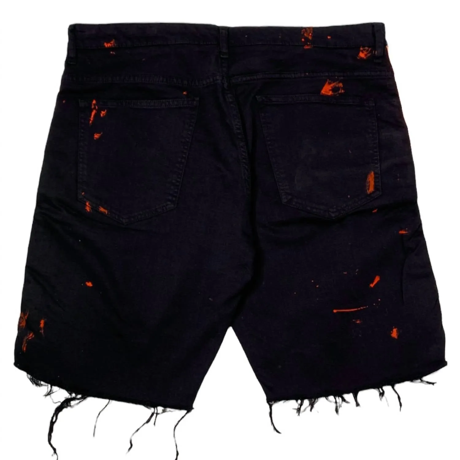 Men's Denim Short In Black/orange