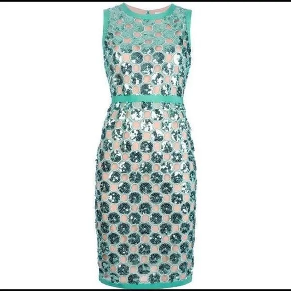 NewHossGreen Sequin w Sheath Dress