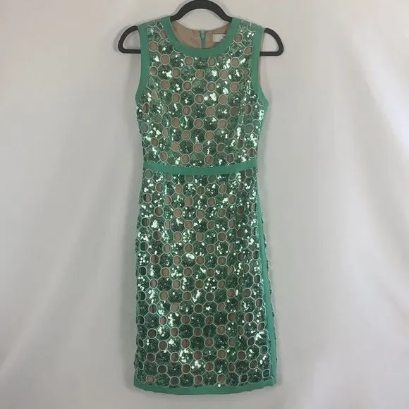 NewHossGreen Sequin w Sheath Dress