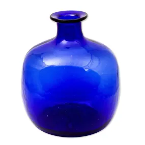 Novica Cobalt Blue Bottle Blown Glass Vase