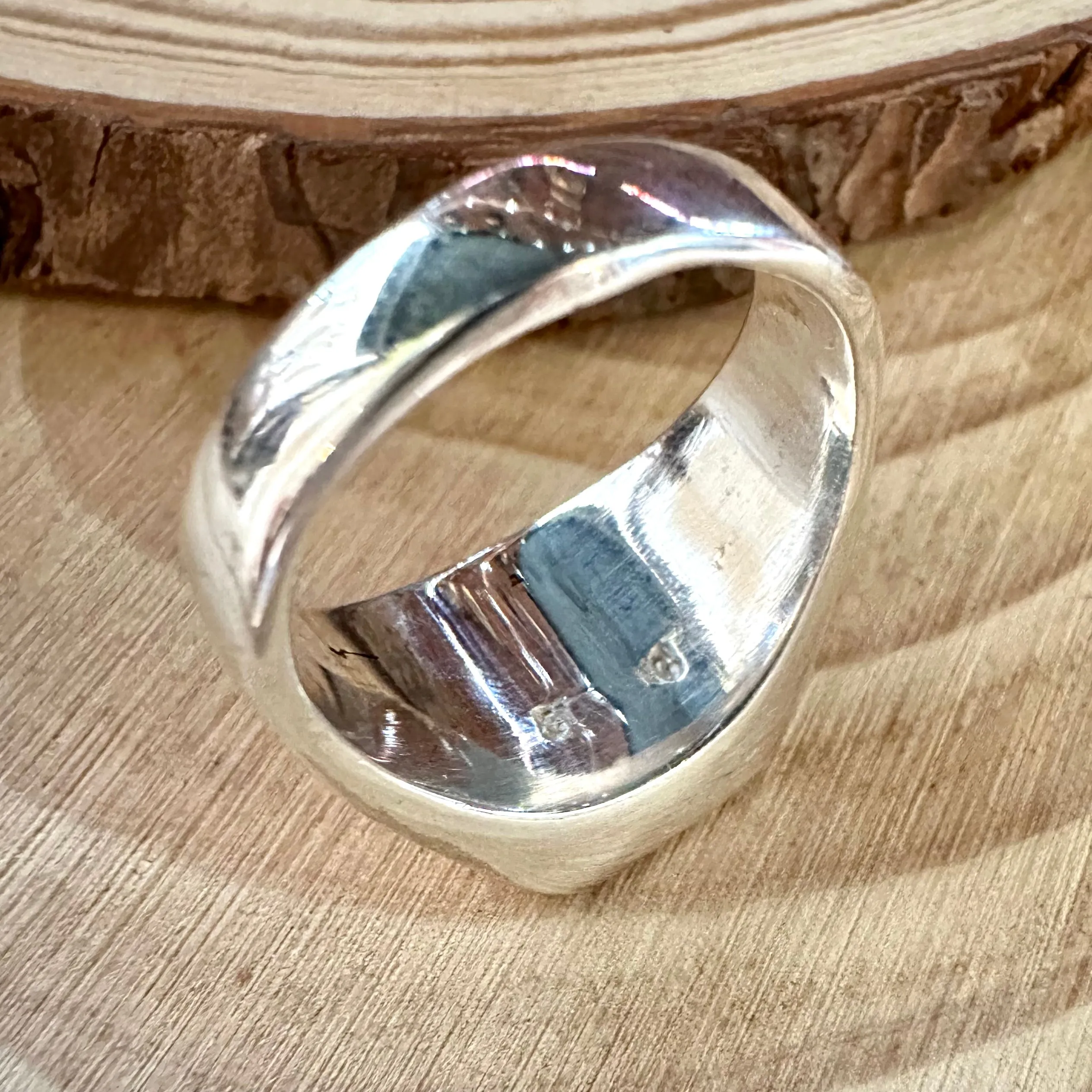 OPEN OCEAN Turquoise & Sterling Silver Native American Inlay Ring Mens  Size 11