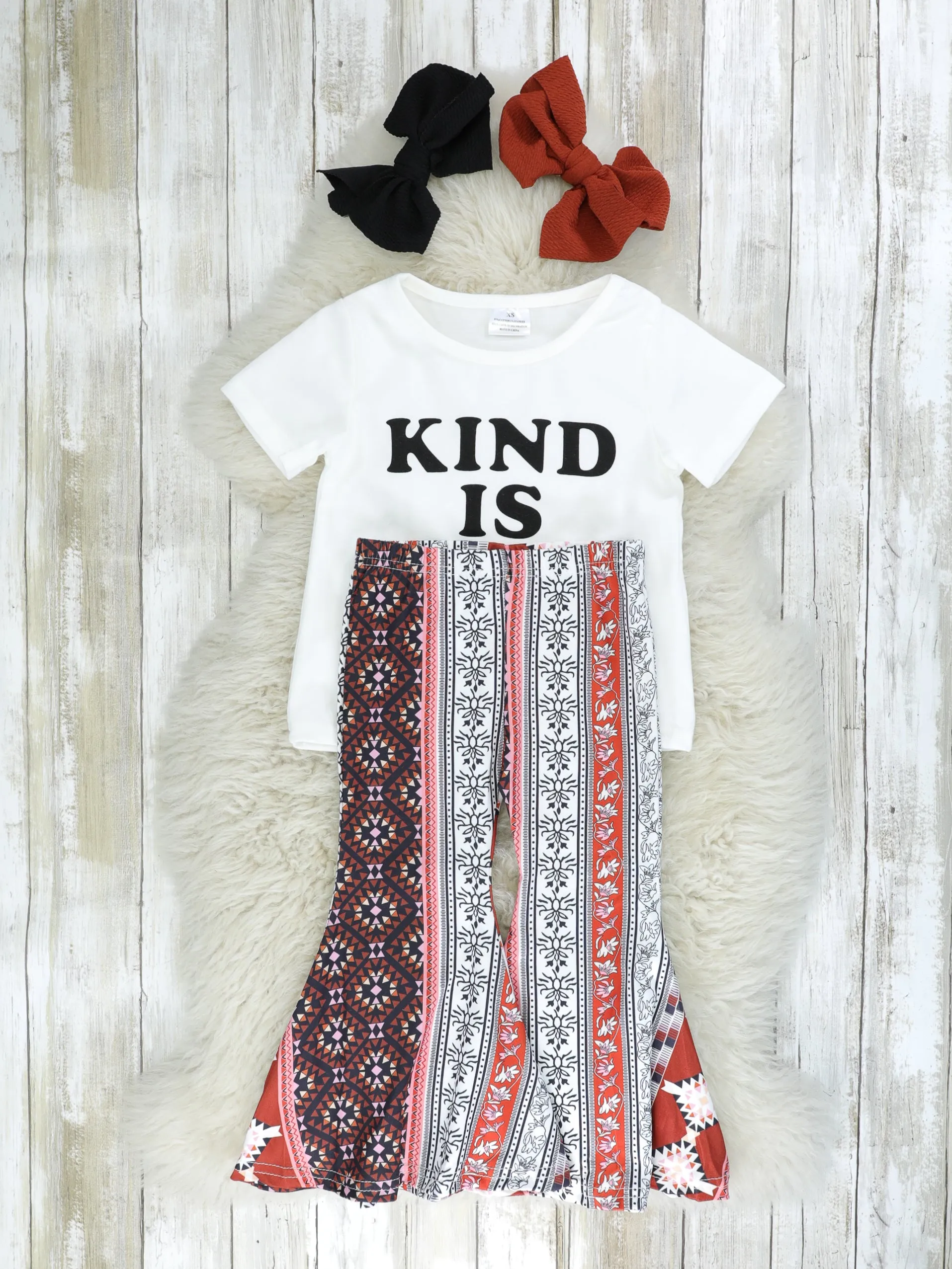 "Kind Is Cool" Boho Bell Bottom Outfit