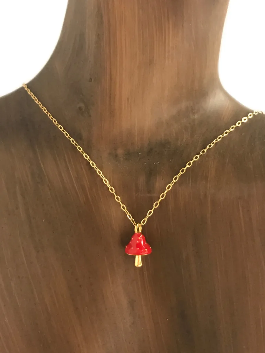 Red Capped Mushroom Necklace