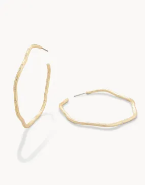 Sand Bar Wave Hoop Earrings 50mm White Opal