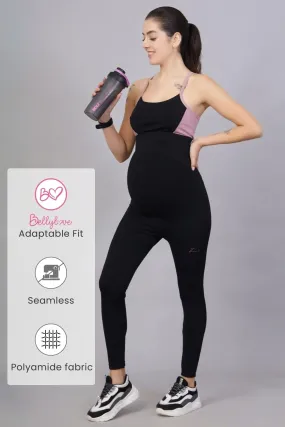 Seamless Adaptable Bump Support Black Maternity Leggings