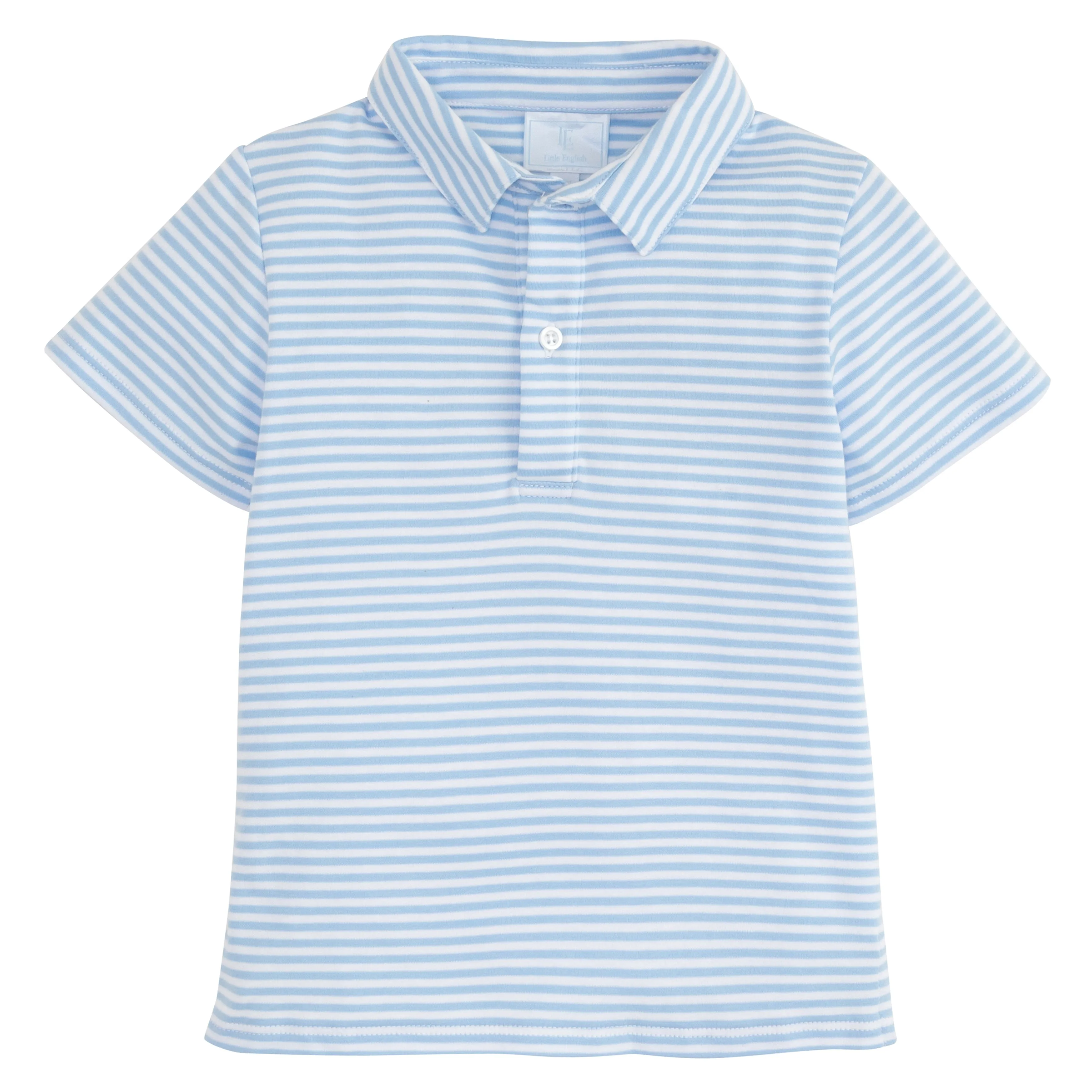 Short Sleeve Polo - Light Blue Stripe