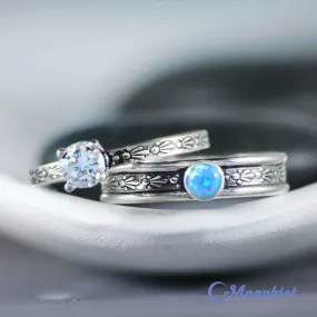 Silver Celestial His and Her Promise Rings | Moonkist Designs