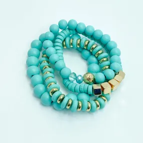 Turquoise & Gold Stackable Bracelet Set