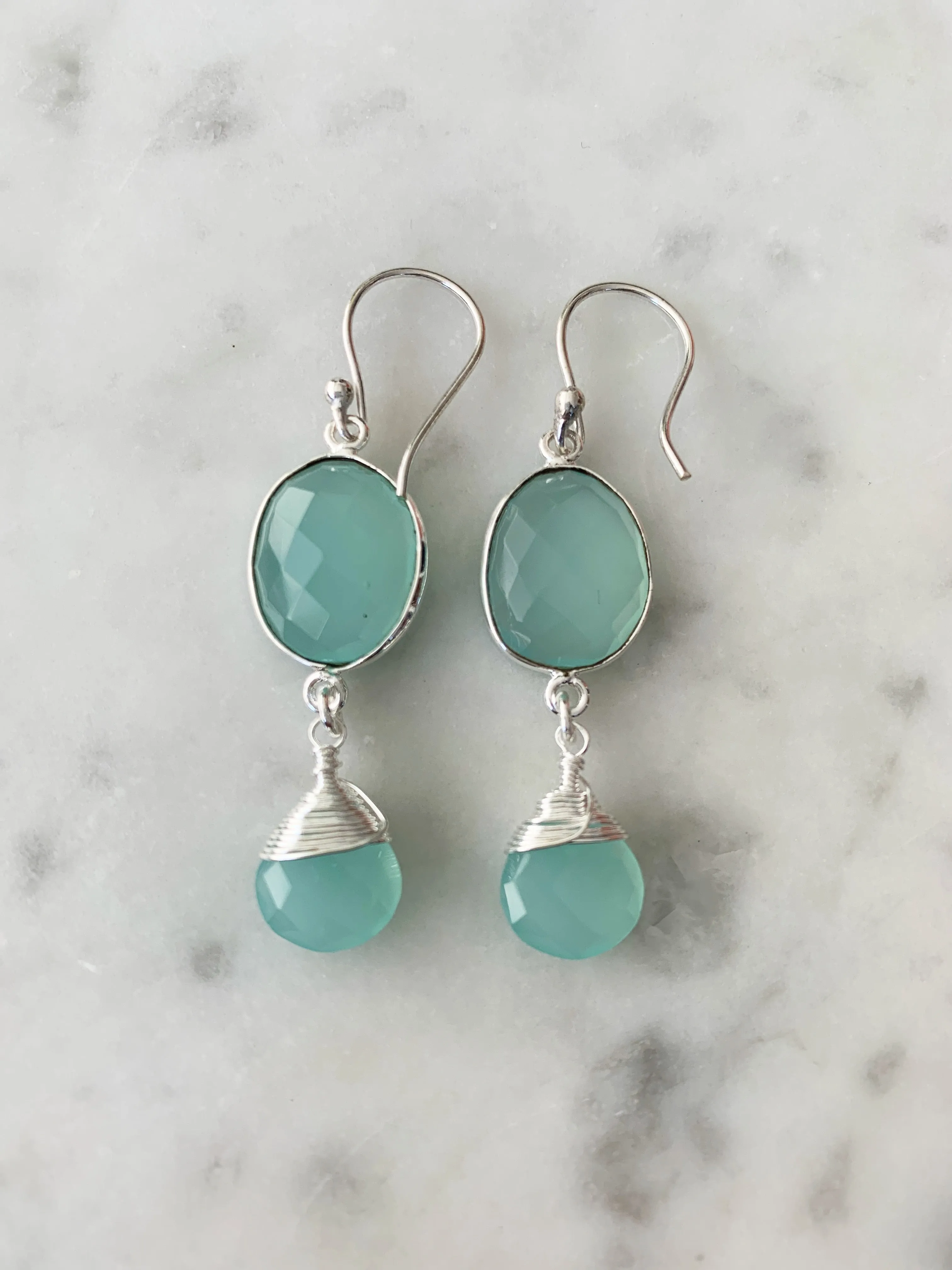 Victoria Ojai Earring in Chalcedony in Silver