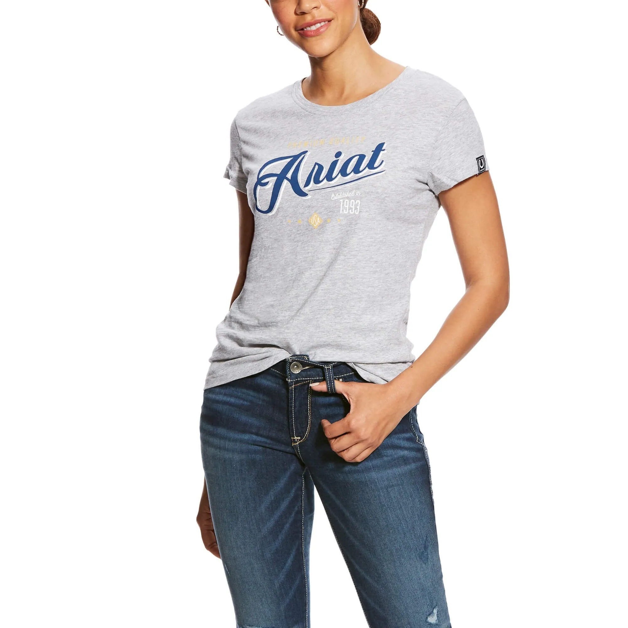 Women's Ariat Logo Tee - Heather Grey